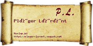 Pláger Lóránt névjegykártya